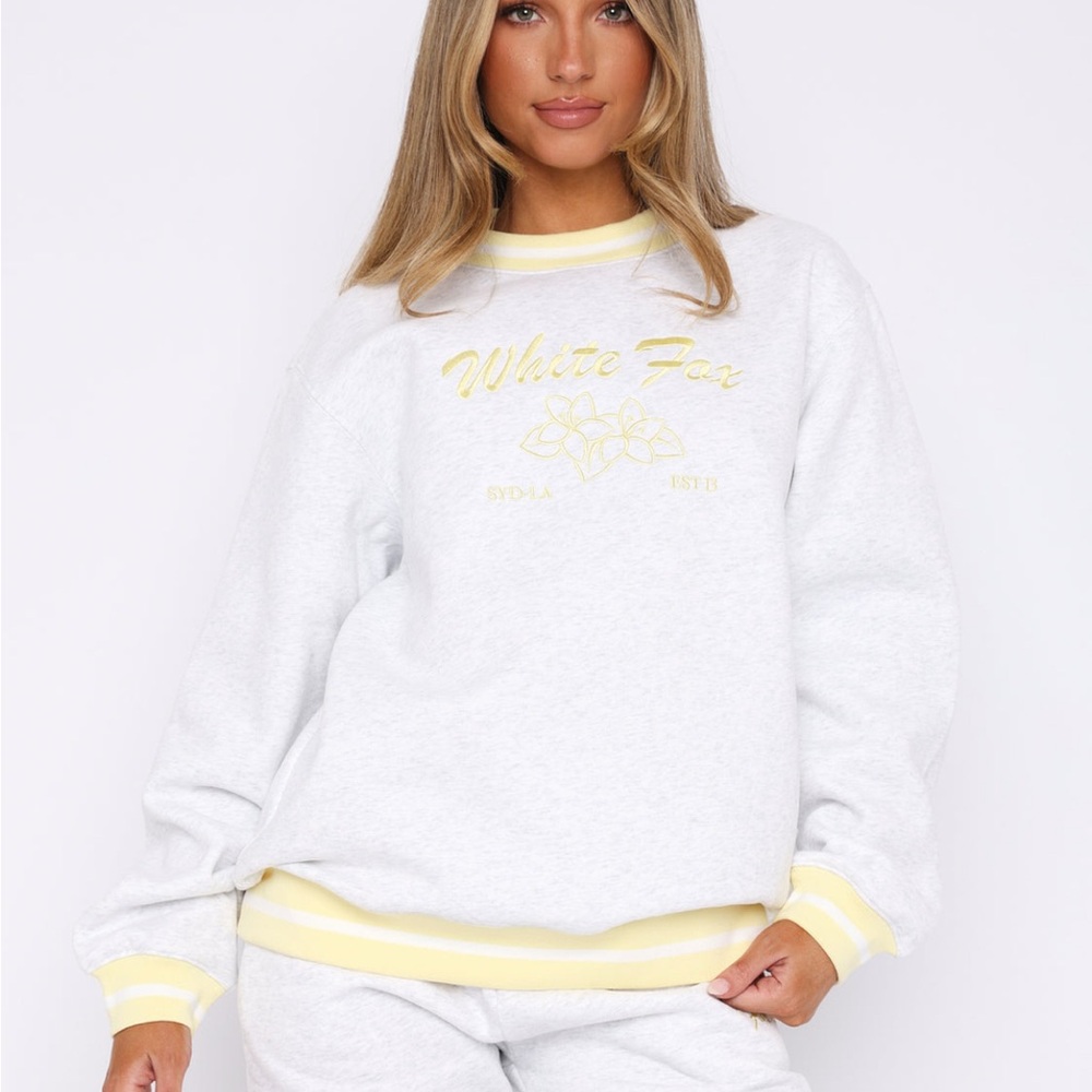 White Fox Boutique Cowl Neck Sweater - White and Yellow